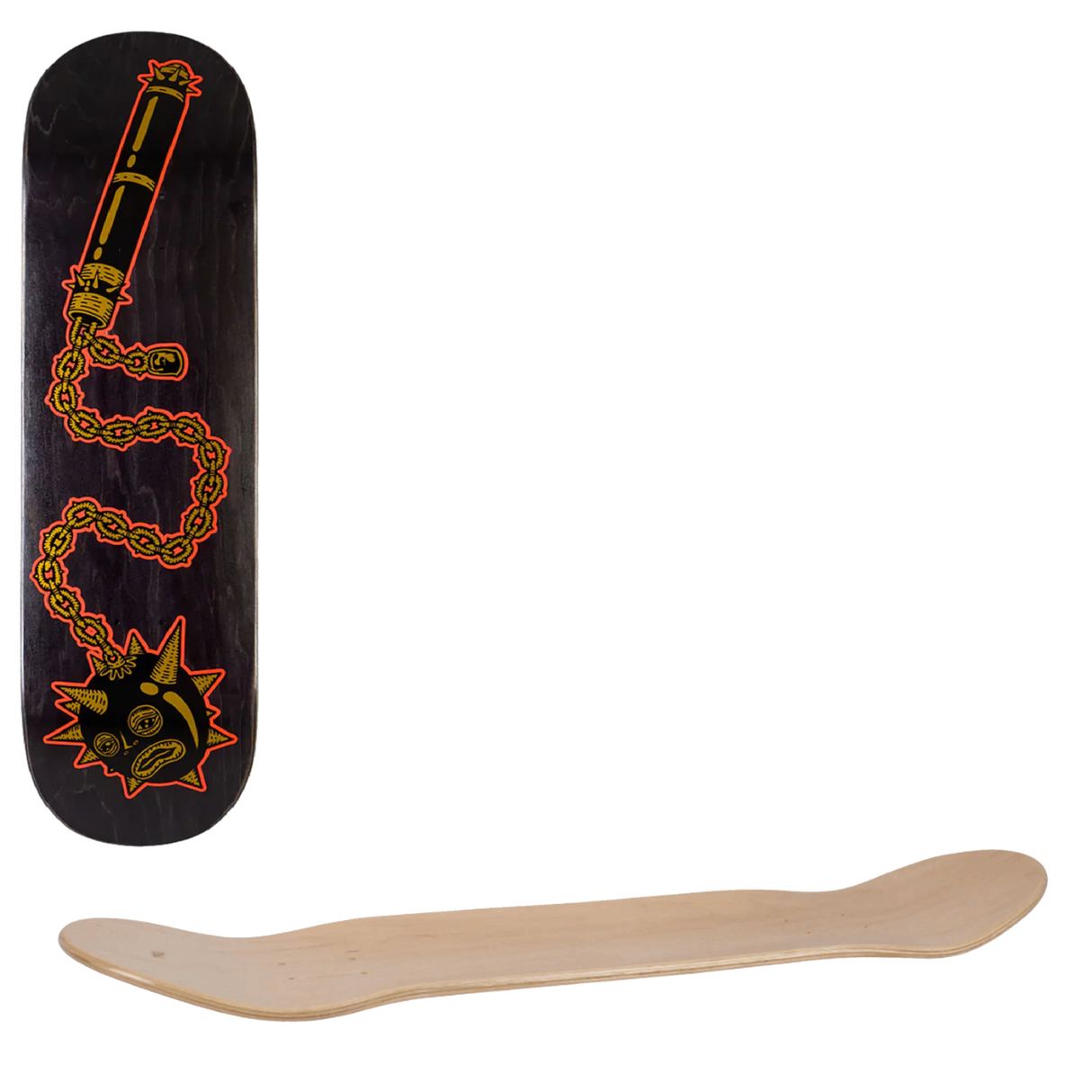 Heathen Mace Face On Squarehead Skateboard Deck 8.5"