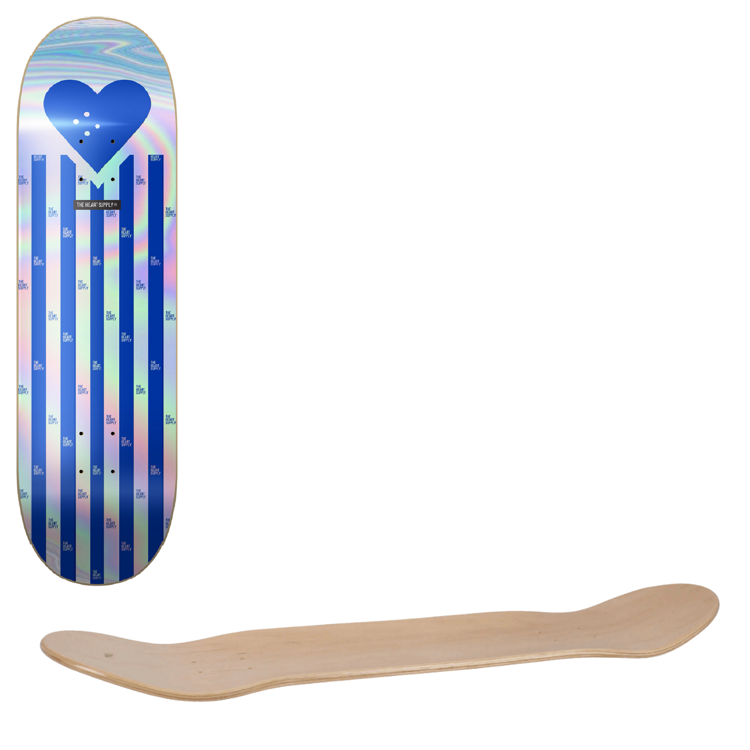 The Heart Supply Foil Logo Skateboard Deck - Blue Stripes 8.25"