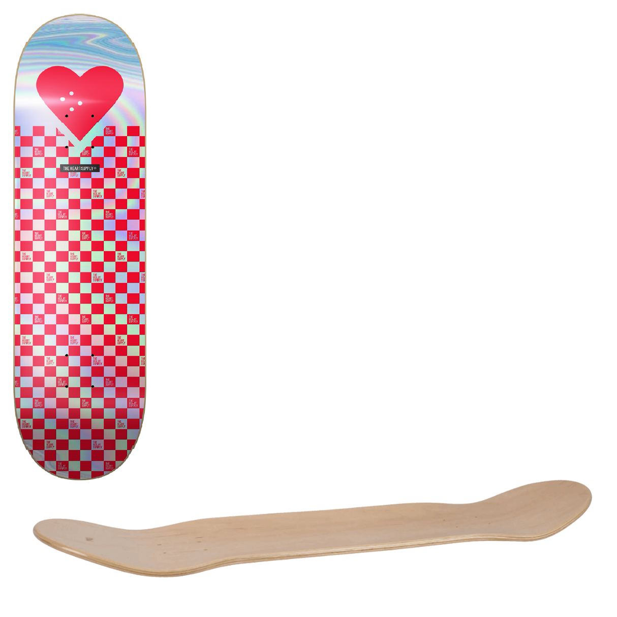 The Heart Supply Foil Logo Skateboard Deck - Red Checkerboards 8.25"