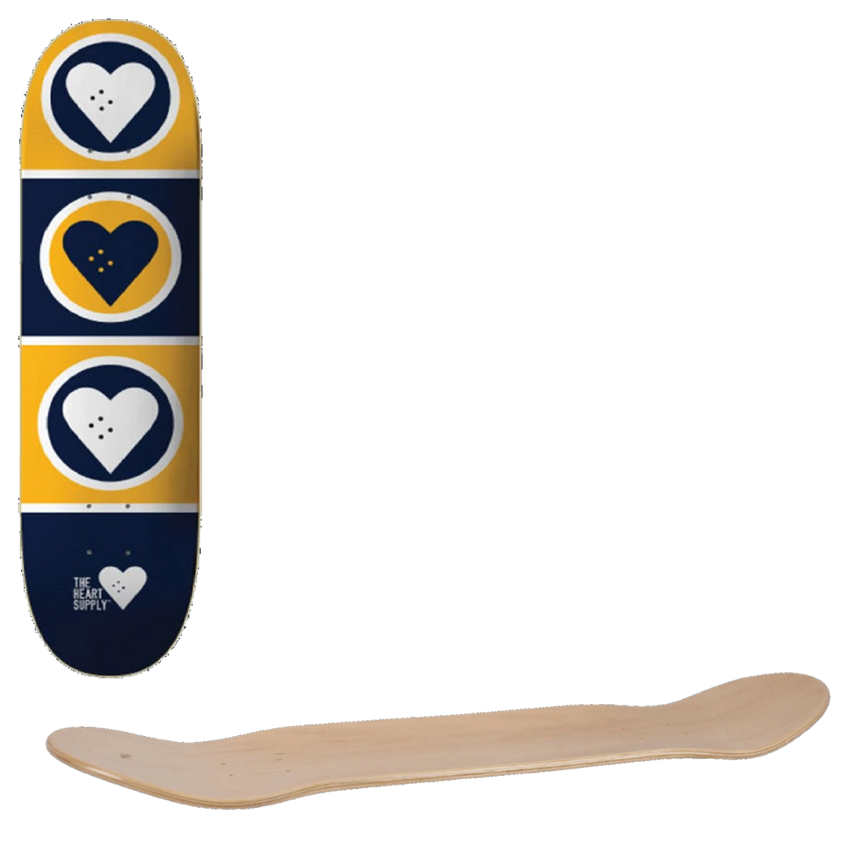 The Heart Supply Squad Skateboard Deck - Blue/Yellow 7.75"