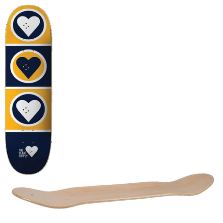 The Heart Supply Squad Skateboard Deck - Blue/Yellow 7.75"