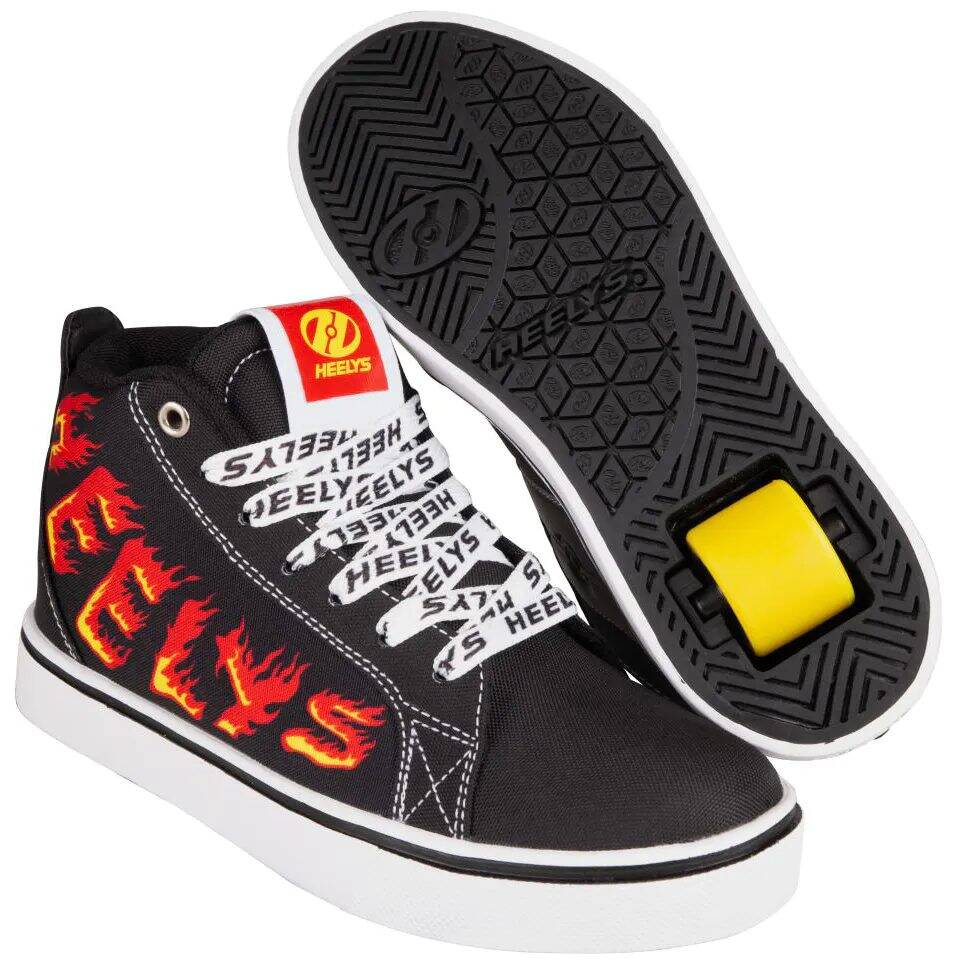 Heelys Racer 20 Mid - Black/White/Red/Yellow Flame UK 7