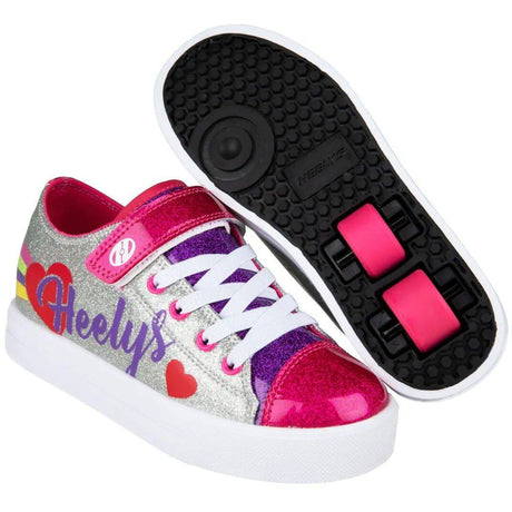 Heelys Snazzy X2 - Silver/Rainbow/Heart
