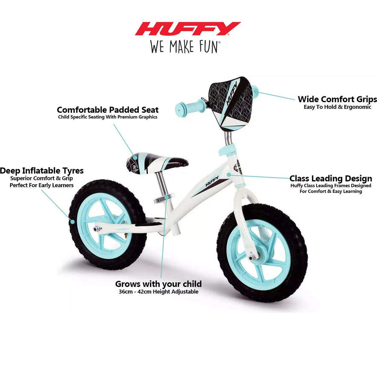 Huffy Kids 12" Balance Bike - White