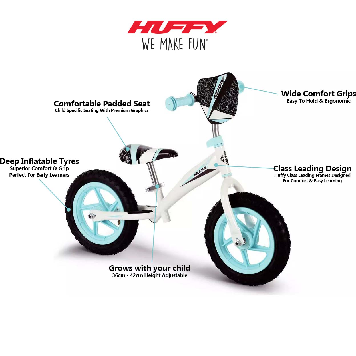 Huffy Kids 12" Balance Bike - White