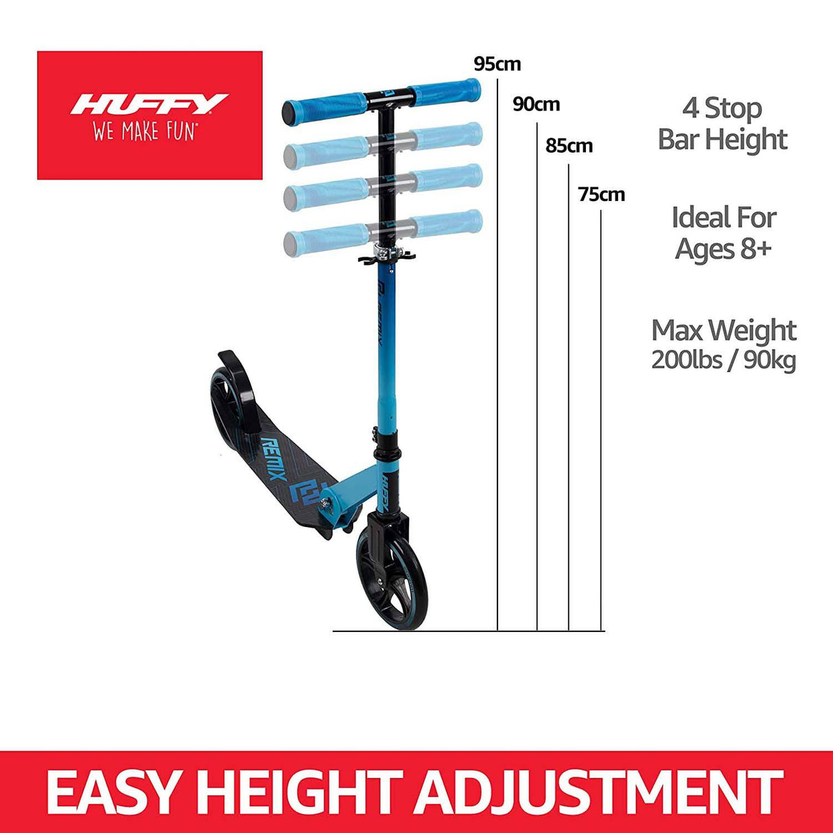 Huffy Remix Inline 200mm Folding Scooter - Blue/Black