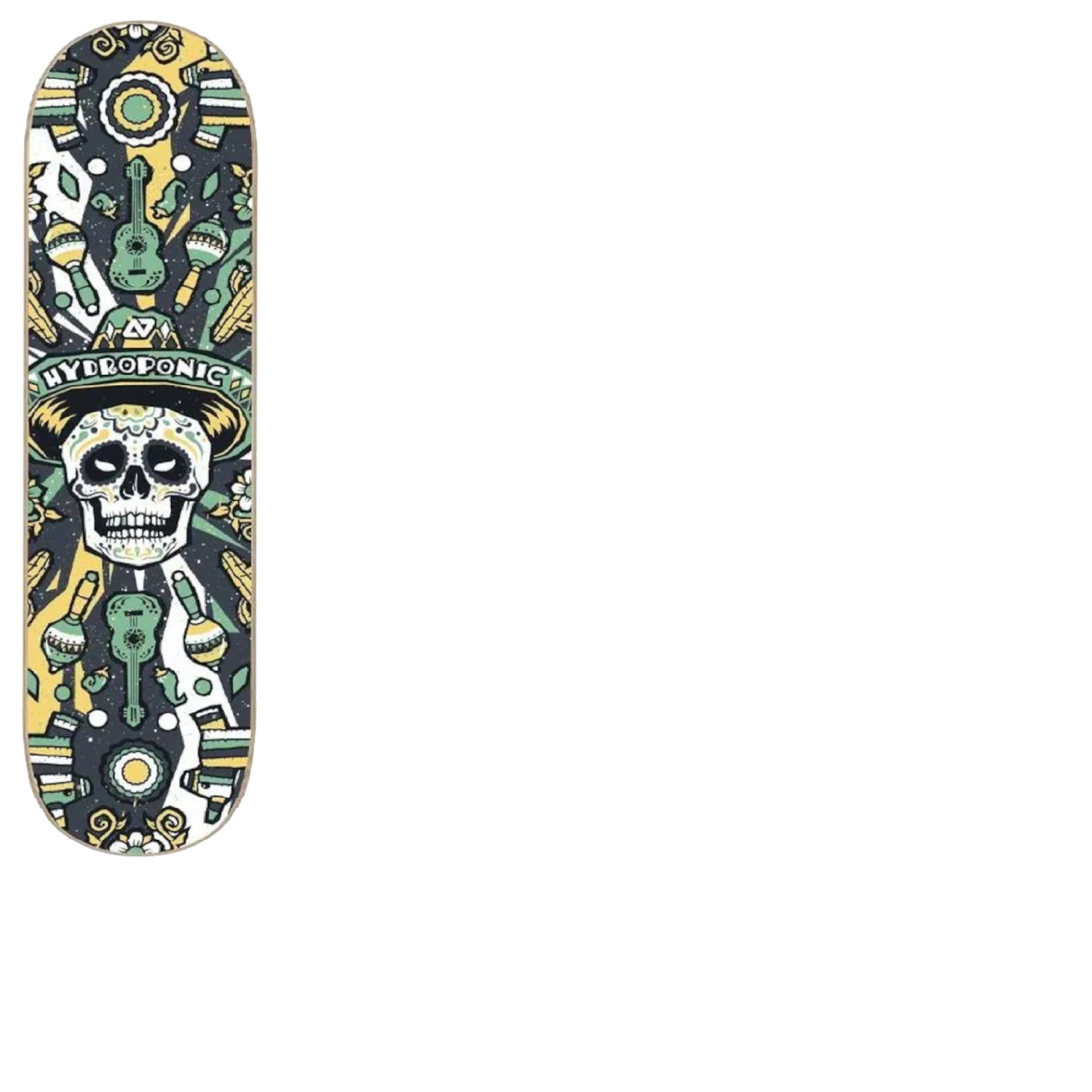 Hydroponic Mexican Skull 2.0 Skateboard Deck - Black 8.125"