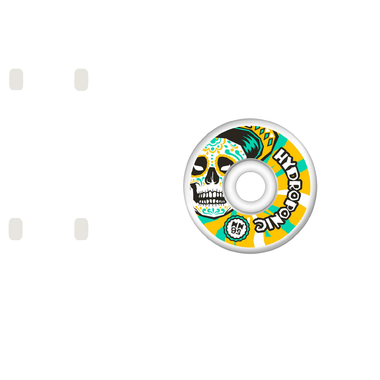 Hydroponic Mexican Skull 2.0 Skateboard Wheels - White/Yellow 56mm