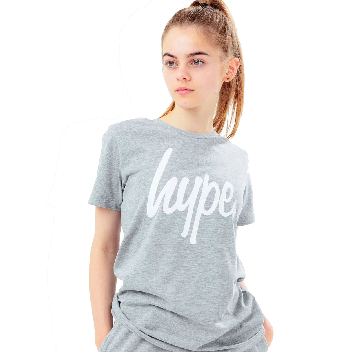 Hype Script Kids T Shirt - Grey Marl