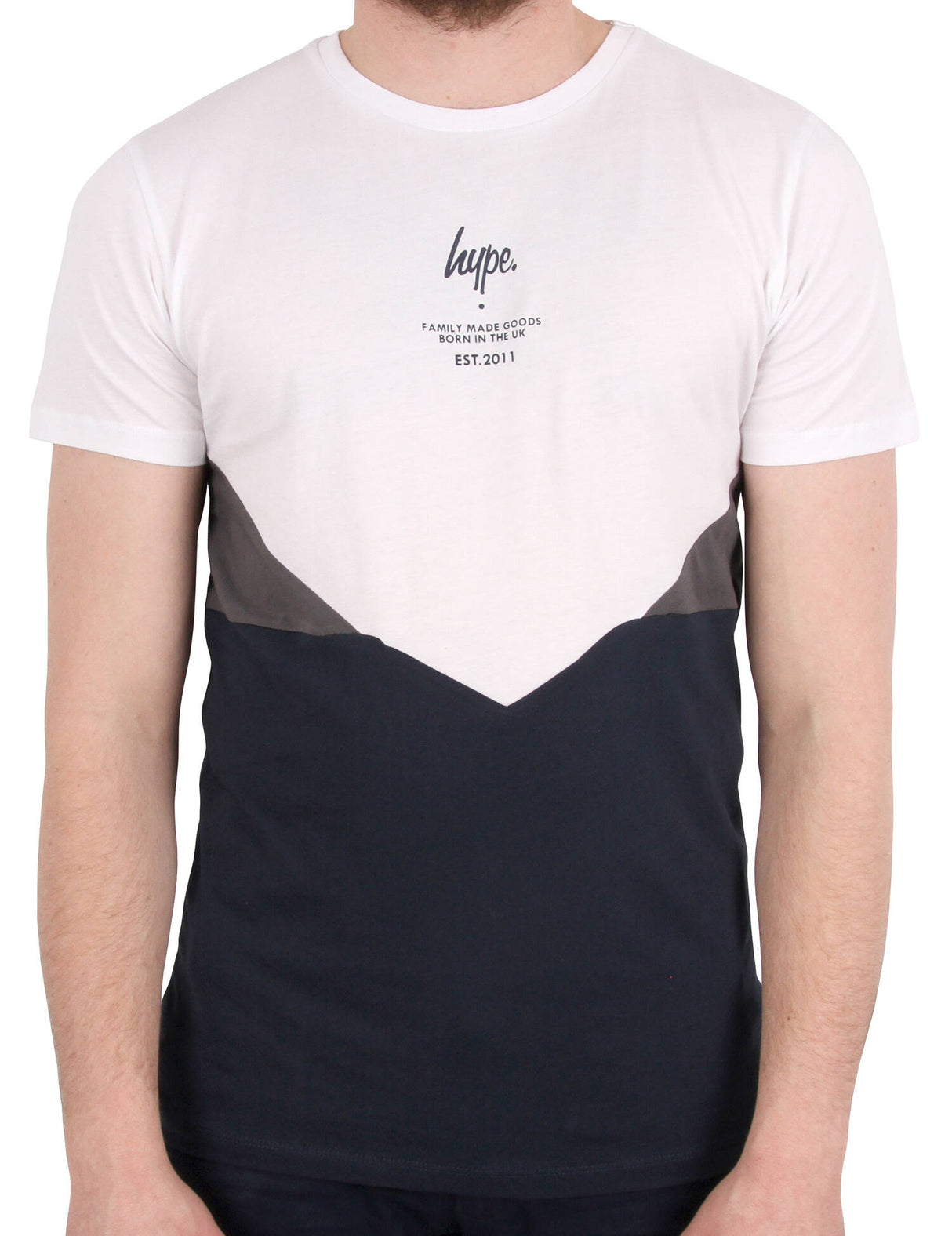 Hype Chevron T-Shirt - White/Navy Large