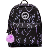 Hype Glitter Scribble Heart Backpack - Black/Purple