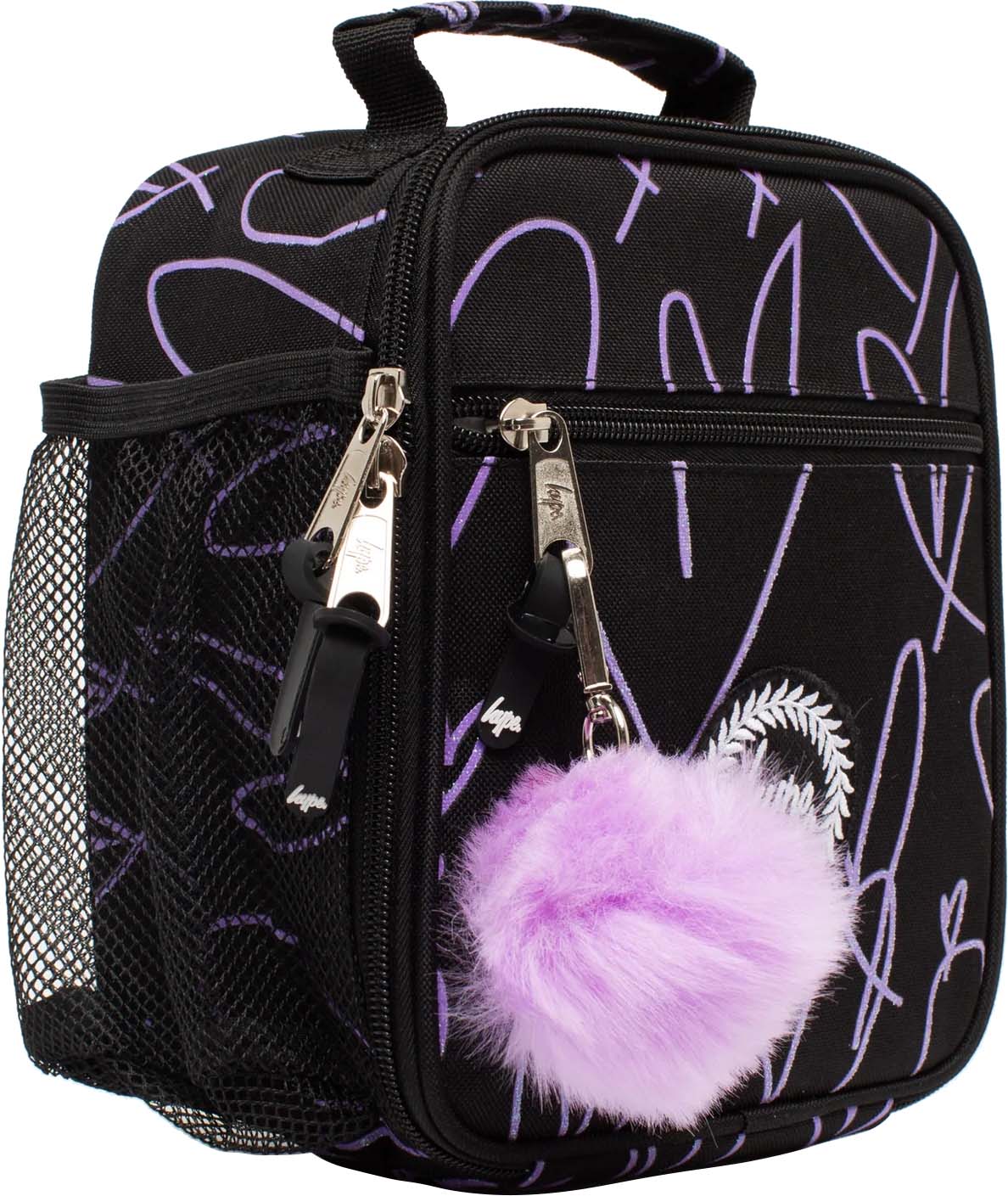 Hype Glitter Scribble Heart Lunchbox - Black/Purple