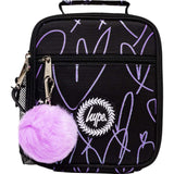 Hype Glitter Scribble Heart Lunchbox - Black/Purple