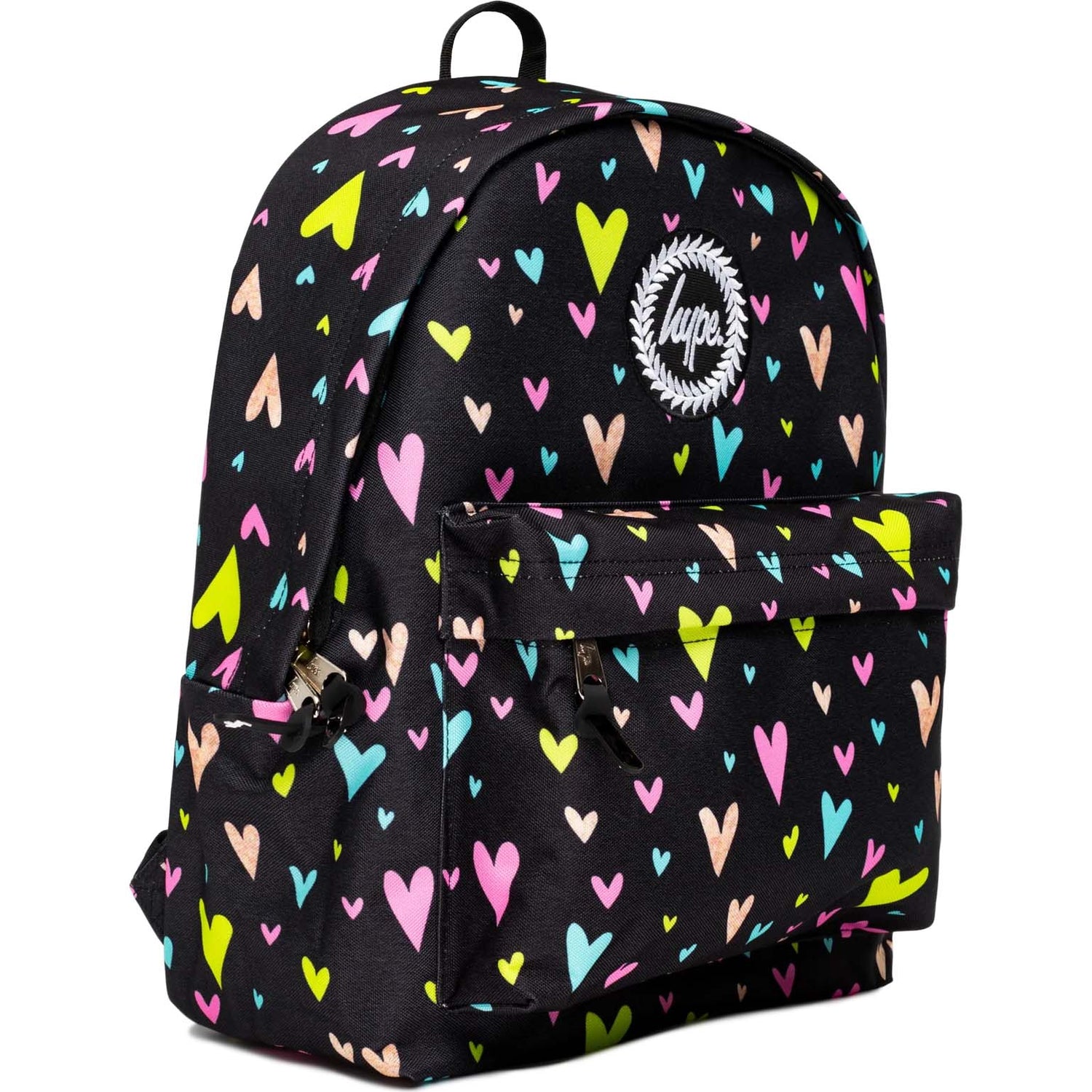 Hype Heart Gold Glitter Overlay Backpack - Black/Multi