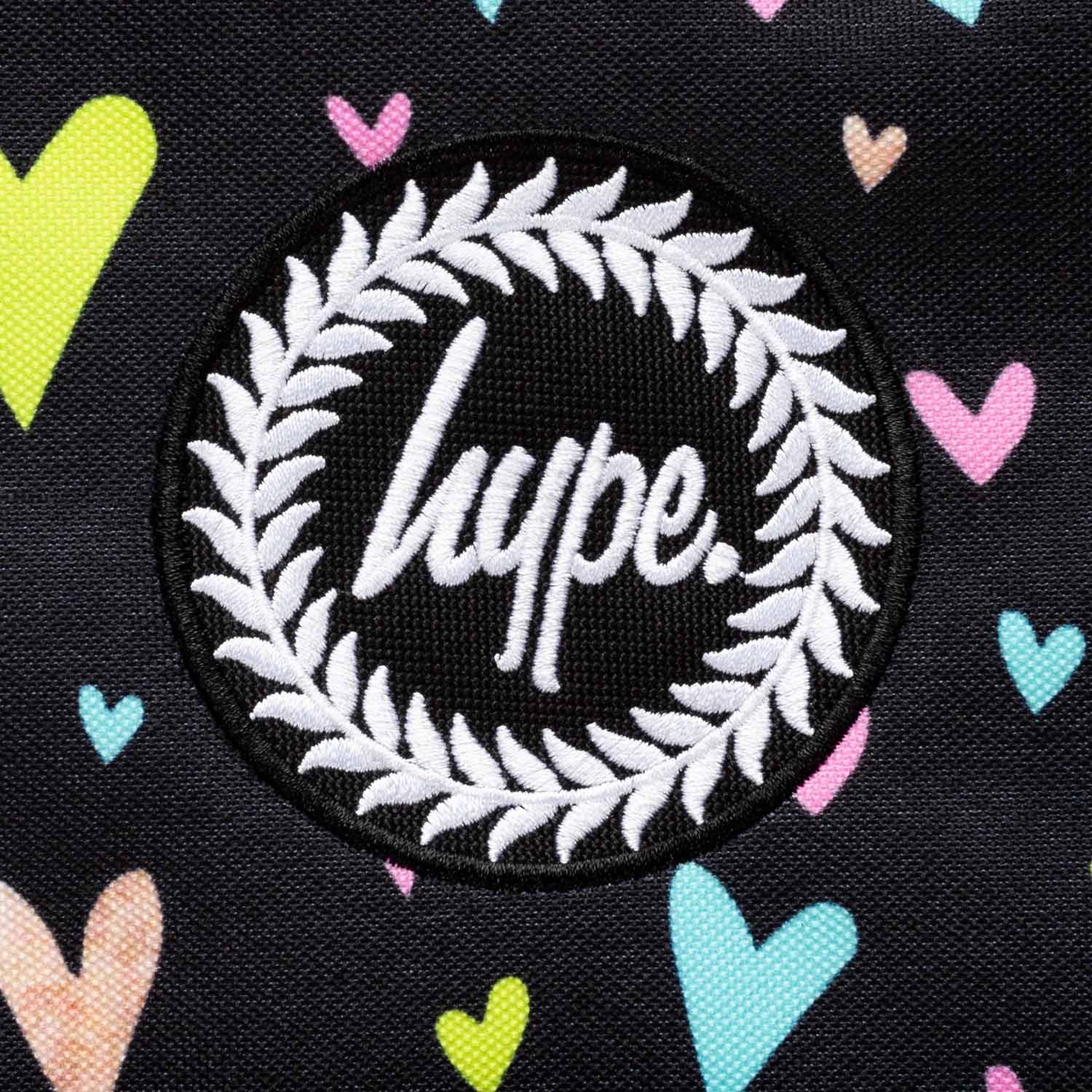 Hype Heart Gold Glitter Overlay Backpack - Black/Multi