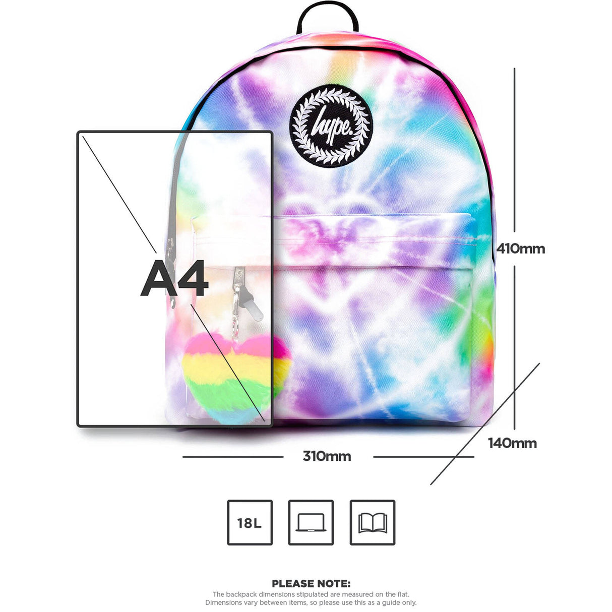 Hype Rainbow Heart Backpack - Tie Dye