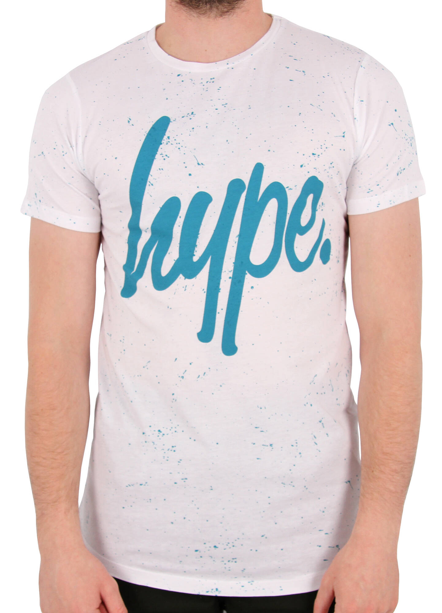 Hype Speckle Script T-Shirt - White/Teal X-Large