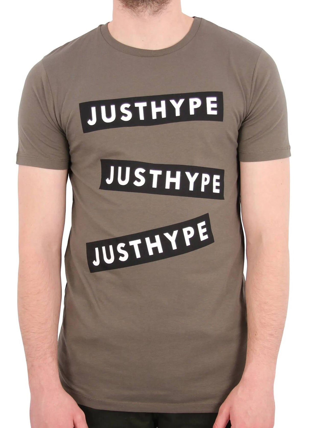 Hype Three Logo T Shirt - Khaki/White