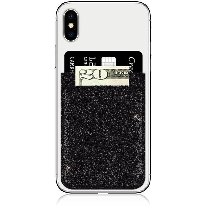 IDecoz Faux Leather Phone Pocket - Black Glitter