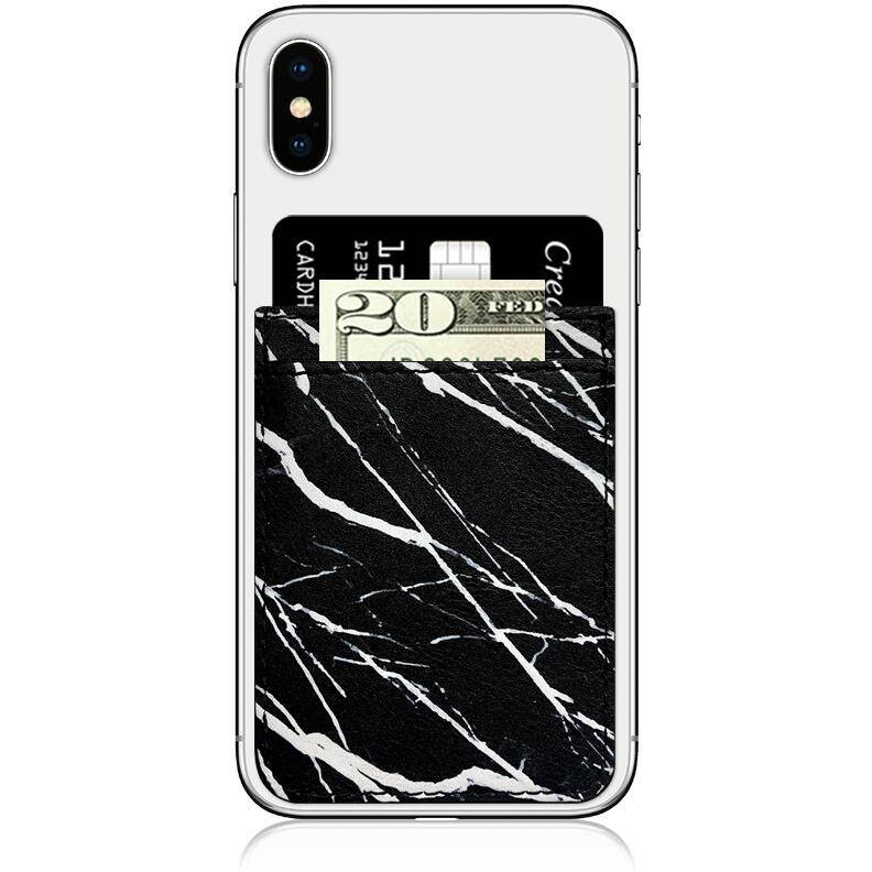 IDecoz Faux Leather Phone Pocket - Black Marble
