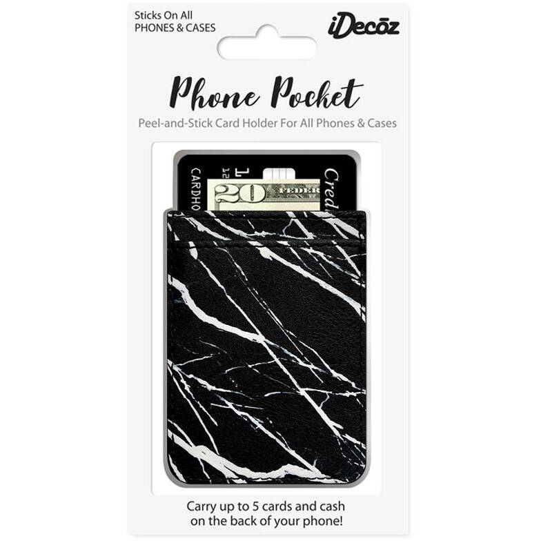 IDecoz Faux Leather Phone Pocket - Black Marble