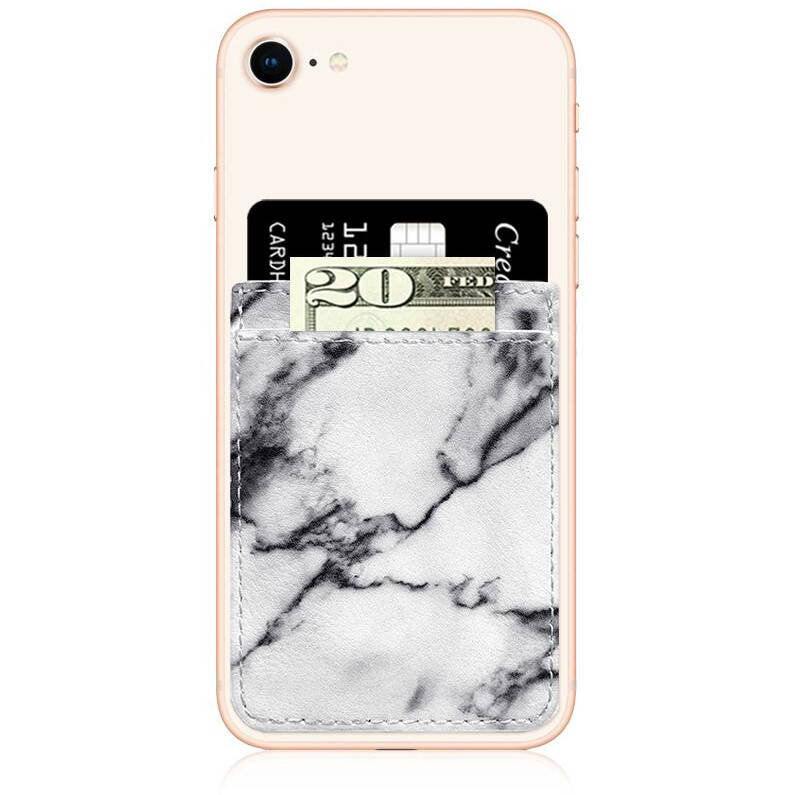 IDecoz Faux Leather Phone Pocket - White Marble