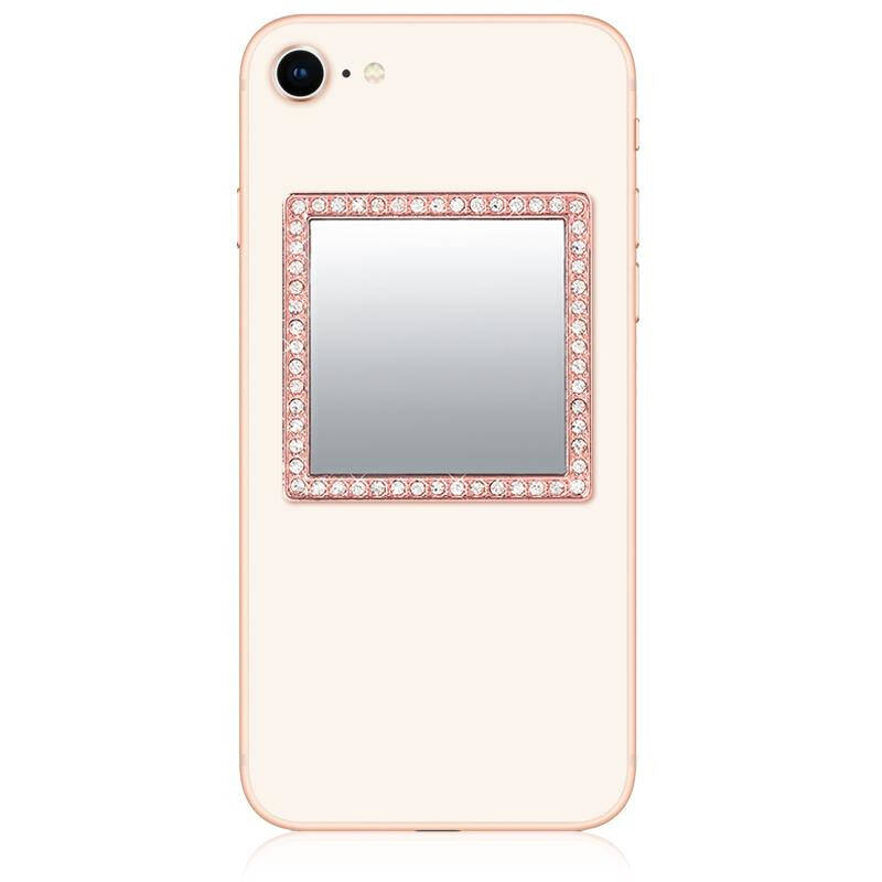 IDecoz Square Phone Mirror - Rose Gold Crystals
