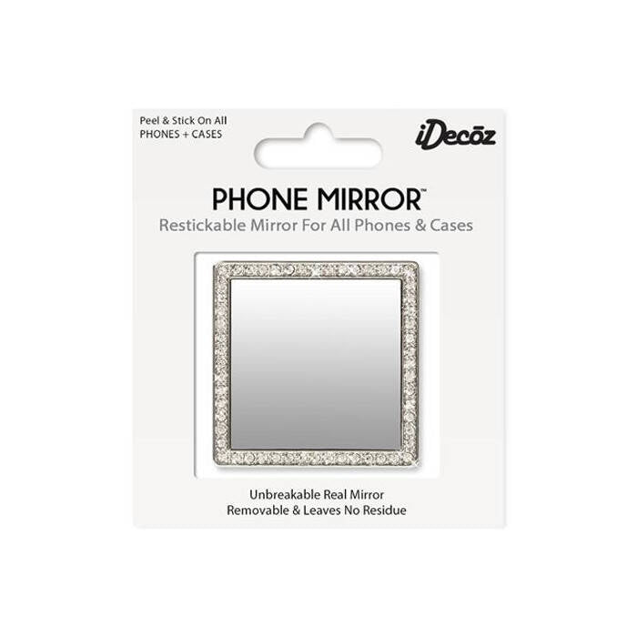 IDecoz Square Phone Mirror - Silver Crystals