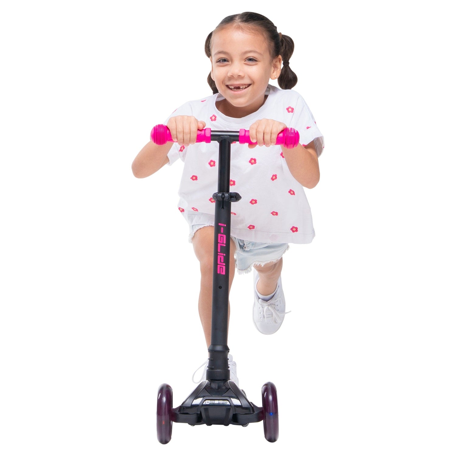 I-Glide 3-Wheel Kids Scooter - Black/Pink