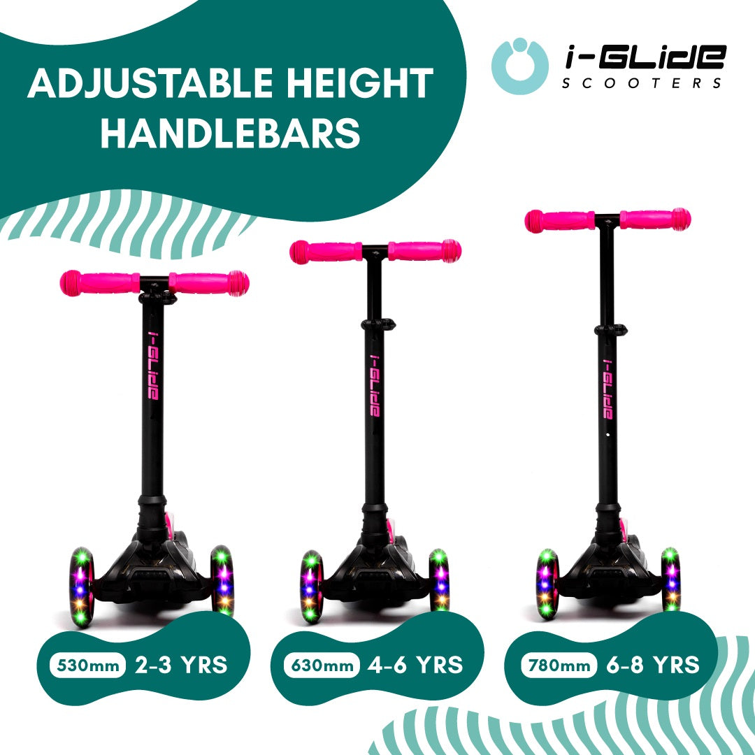 I-Glide 3-Wheel Kids Scooter - Black/Pink