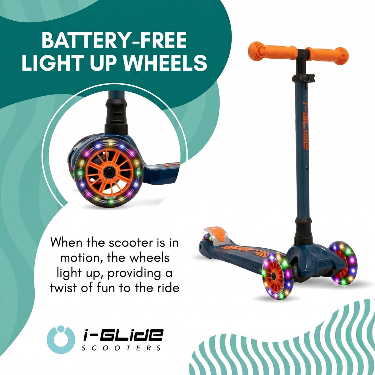 I-Glide 3-Wheel Kids Scooter - Blue/Orange