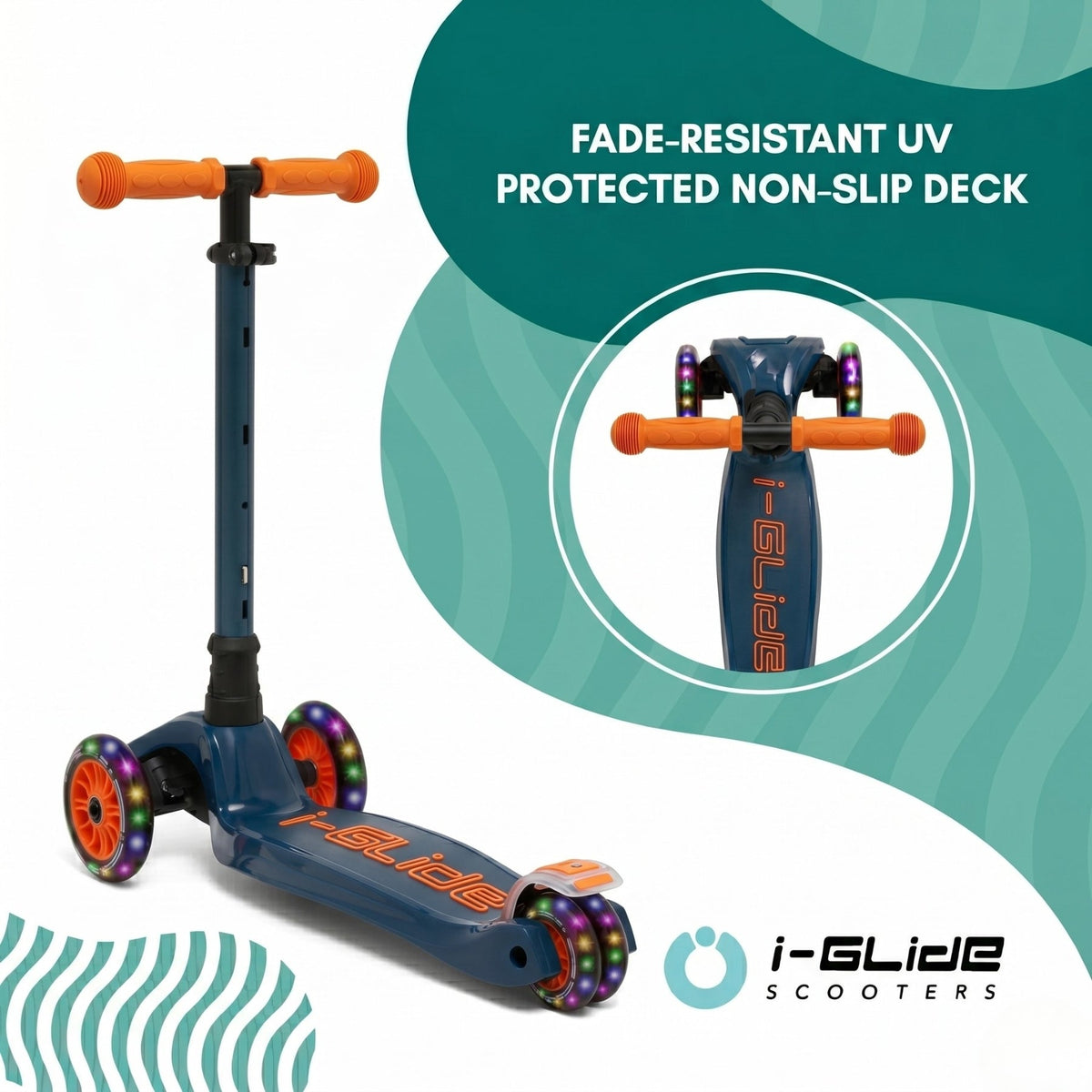 I-Glide 3-Wheel Kids Scooter - Blue/Orange