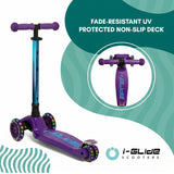 I-Glide 3-Wheel Kids Scooter - Purple/Blue/Neochrome