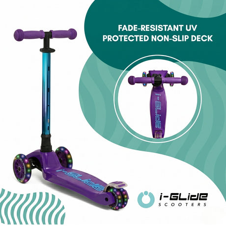 I-Glide 3-Wheel Kids Scooter - Purple/Blue/Neochrome