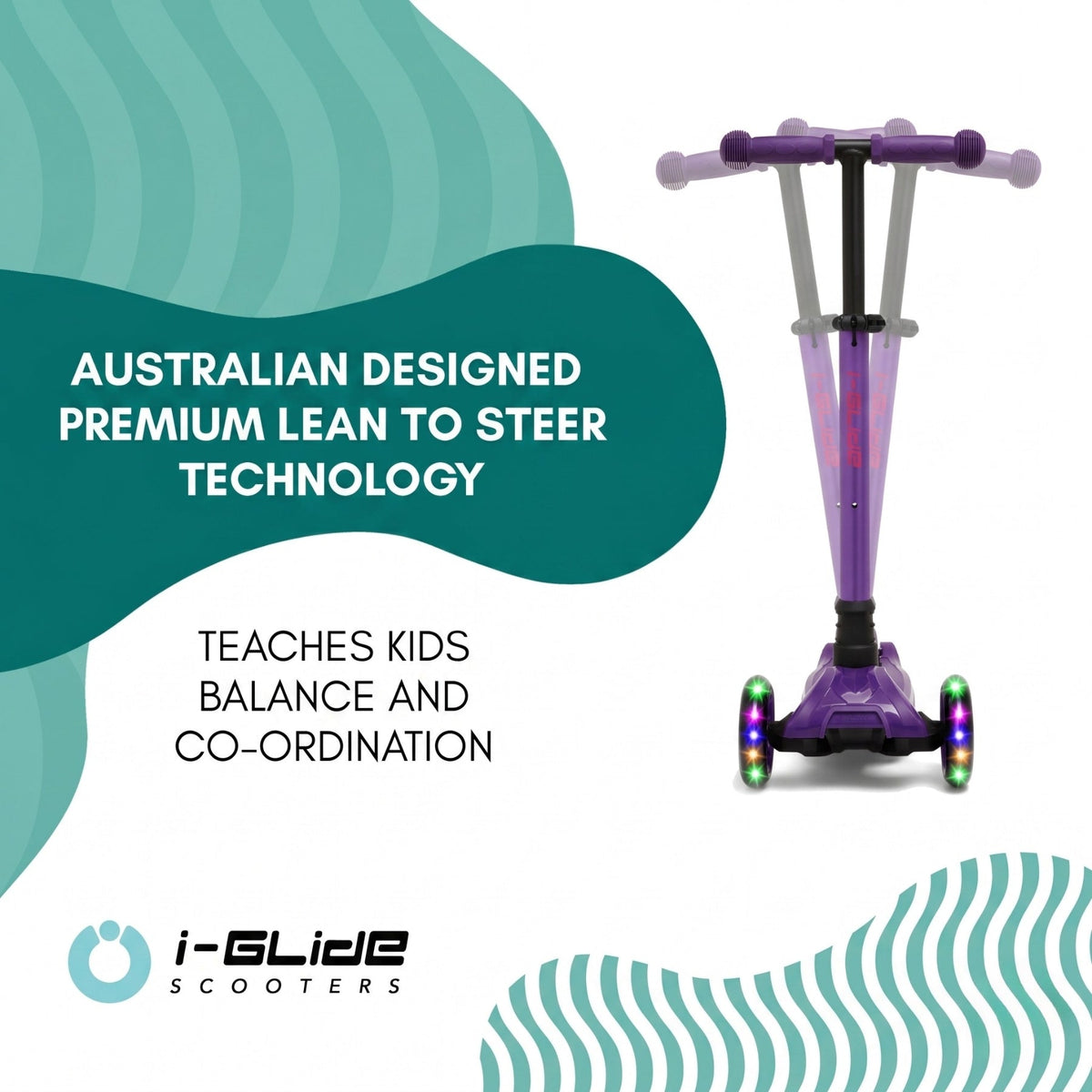 I-Glide 3-Wheel Kids Scooter - Purple/Pink