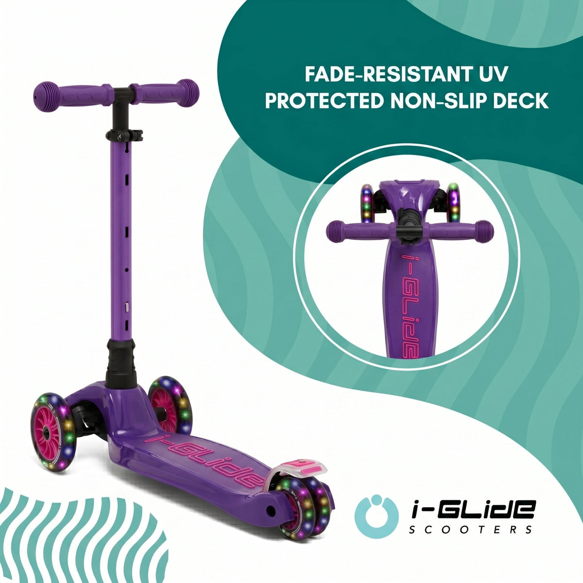 I-Glide 3-Wheel Kids Scooter - Purple/Pink