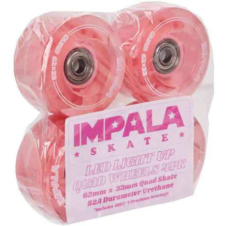 Impala Light Up Quad Roller Skate Wheels 62mm - Pink