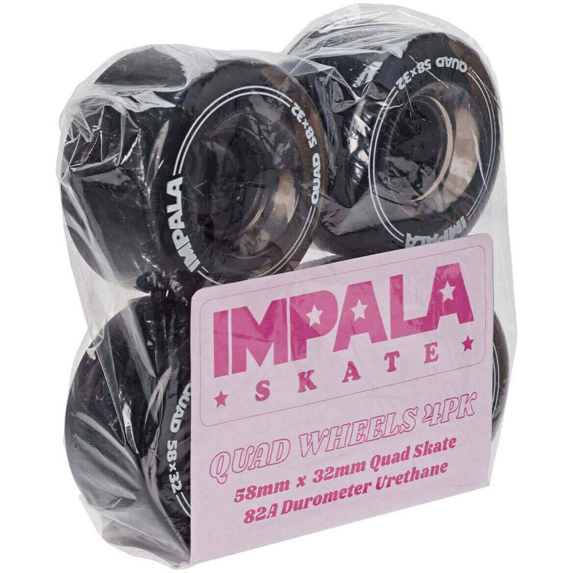 Impala Replacement Quad Roller Skate Wheels 58mm - Black