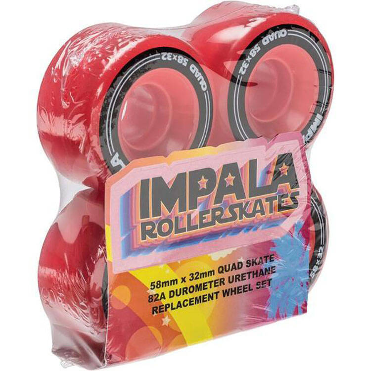 Impala Replacement Quad Roller Skate Wheels 58mm - Red