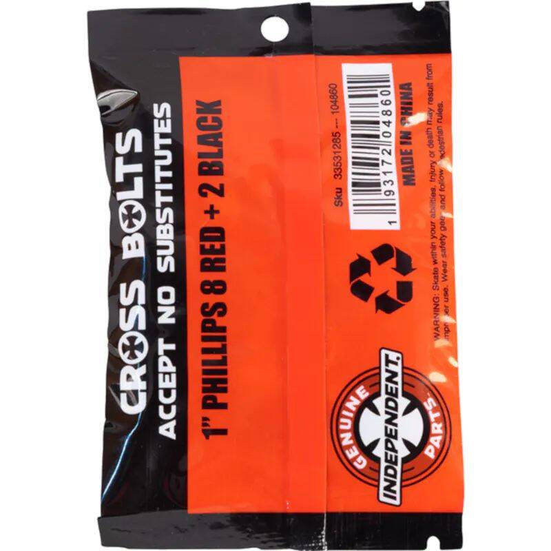 Independent Genuine 1'' Phillips Skateboard Truck Bolts - Red/Black