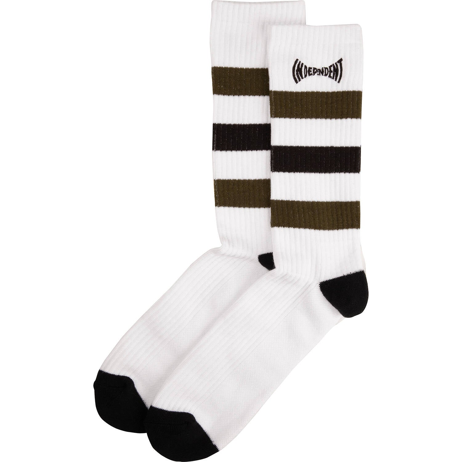 Independent Span Stripe Socks - White/Olive