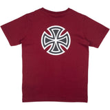 Independent Youth Bar Cross T Shirt - Maroon Yth LRG