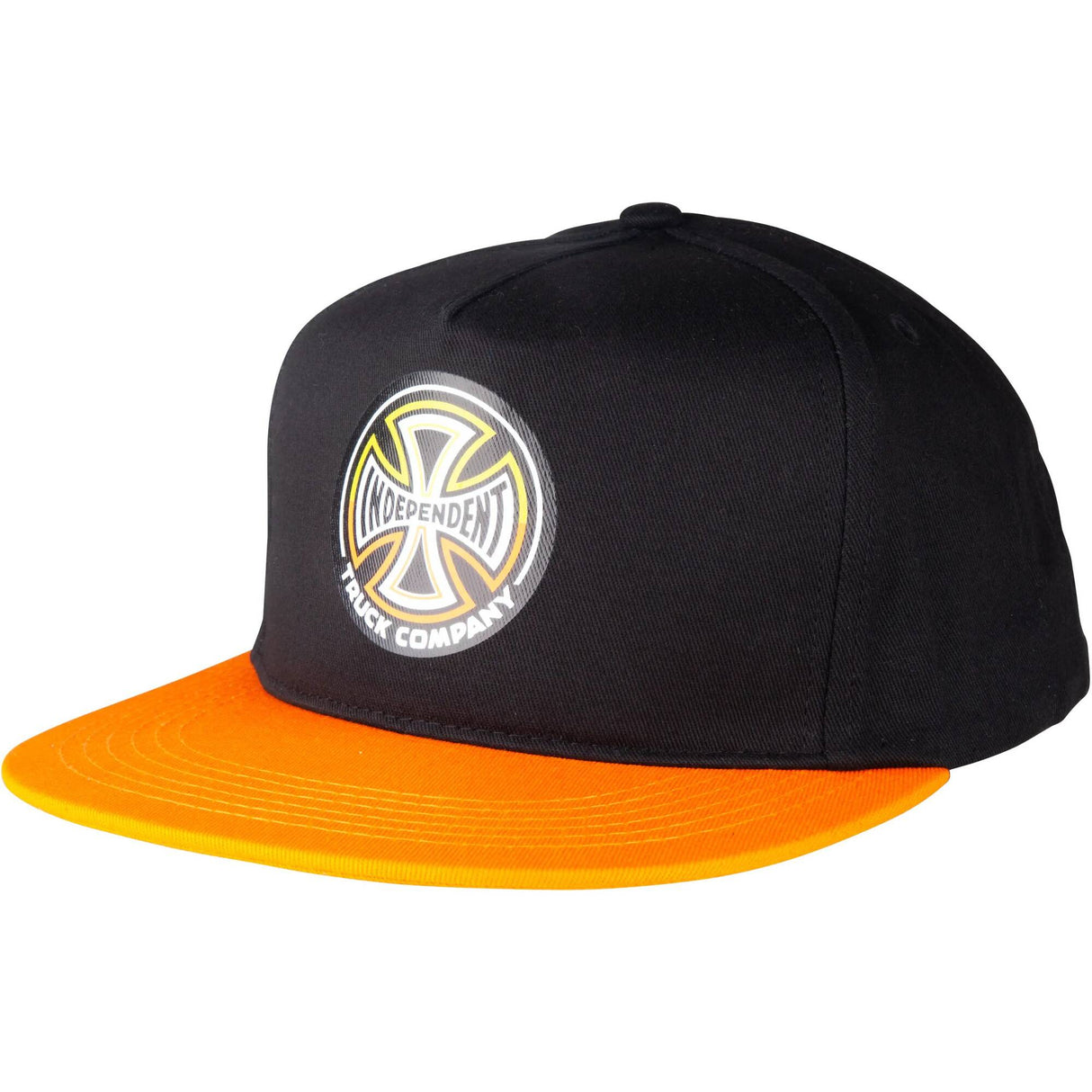 Independent Split Cross Snapback Cap - Black/Orange
