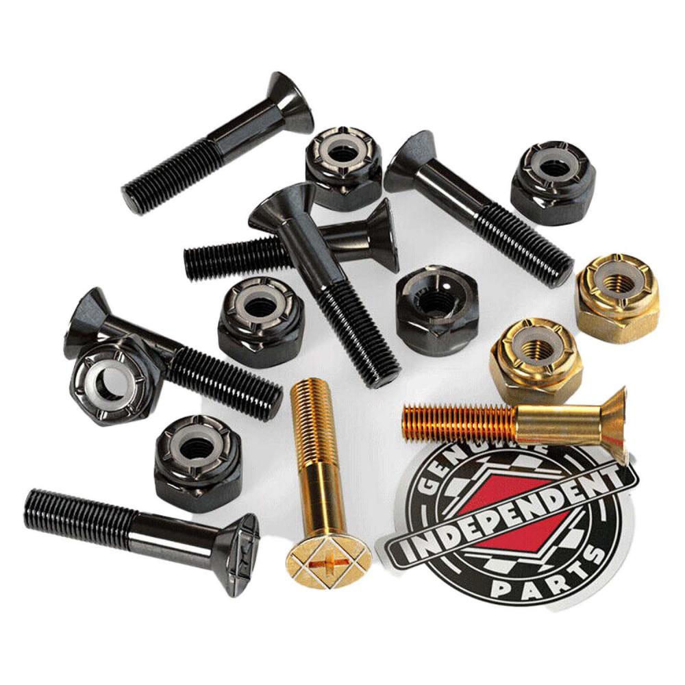 Independent Phillips Skateboard Truck Bolts - Black/Gold 1"