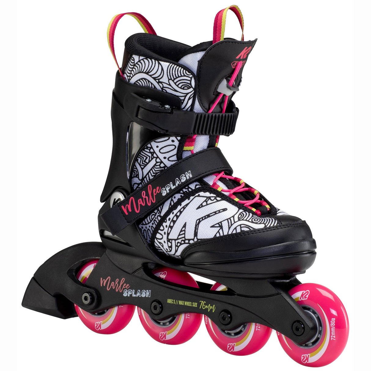 K2 Marlee Splash Adjustable Inline Skates - Black/Pink