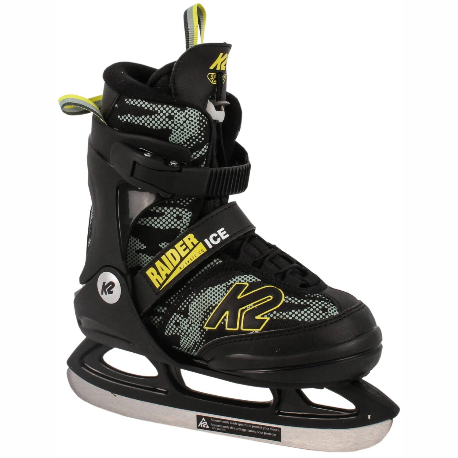 K2 Raider Ice Adjustable Ice Skates - Black/Yellow Medium
