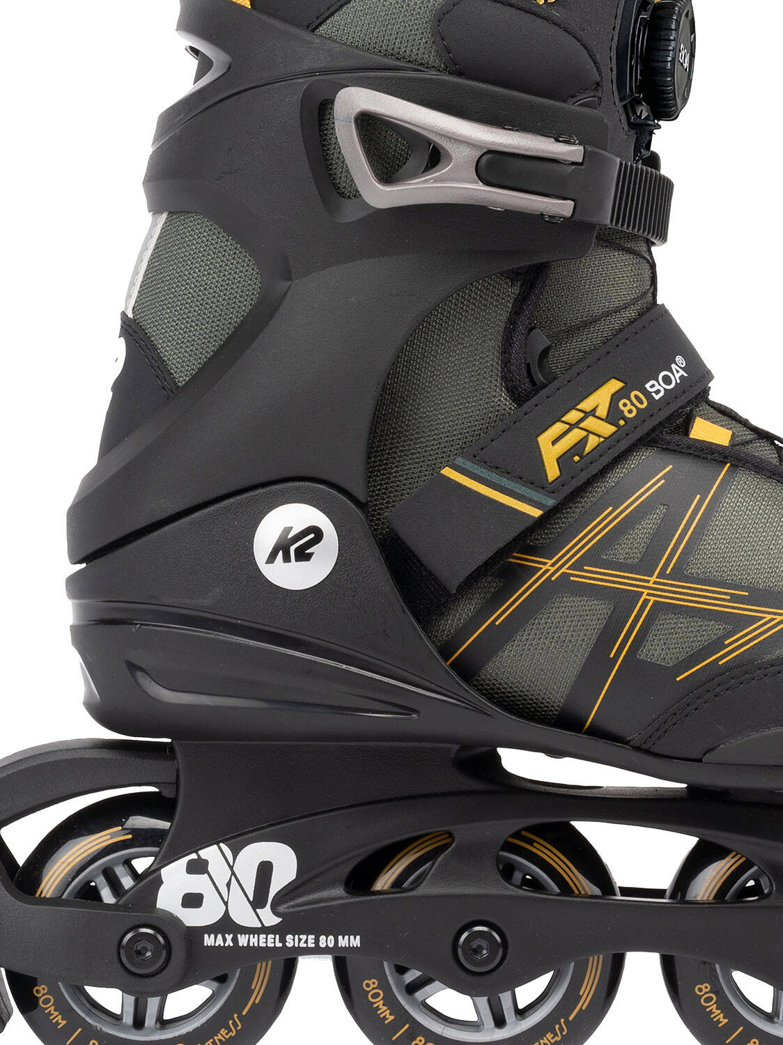 K2 F.I.T. 80 Boa Inline Roller Skates - Black/Orange