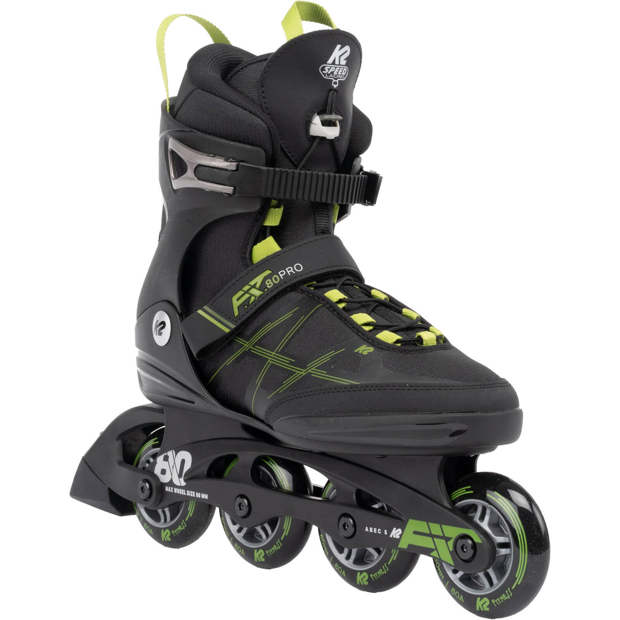 K2 F.I.T. 80 Pro Inline Roller Skates - Black/Green