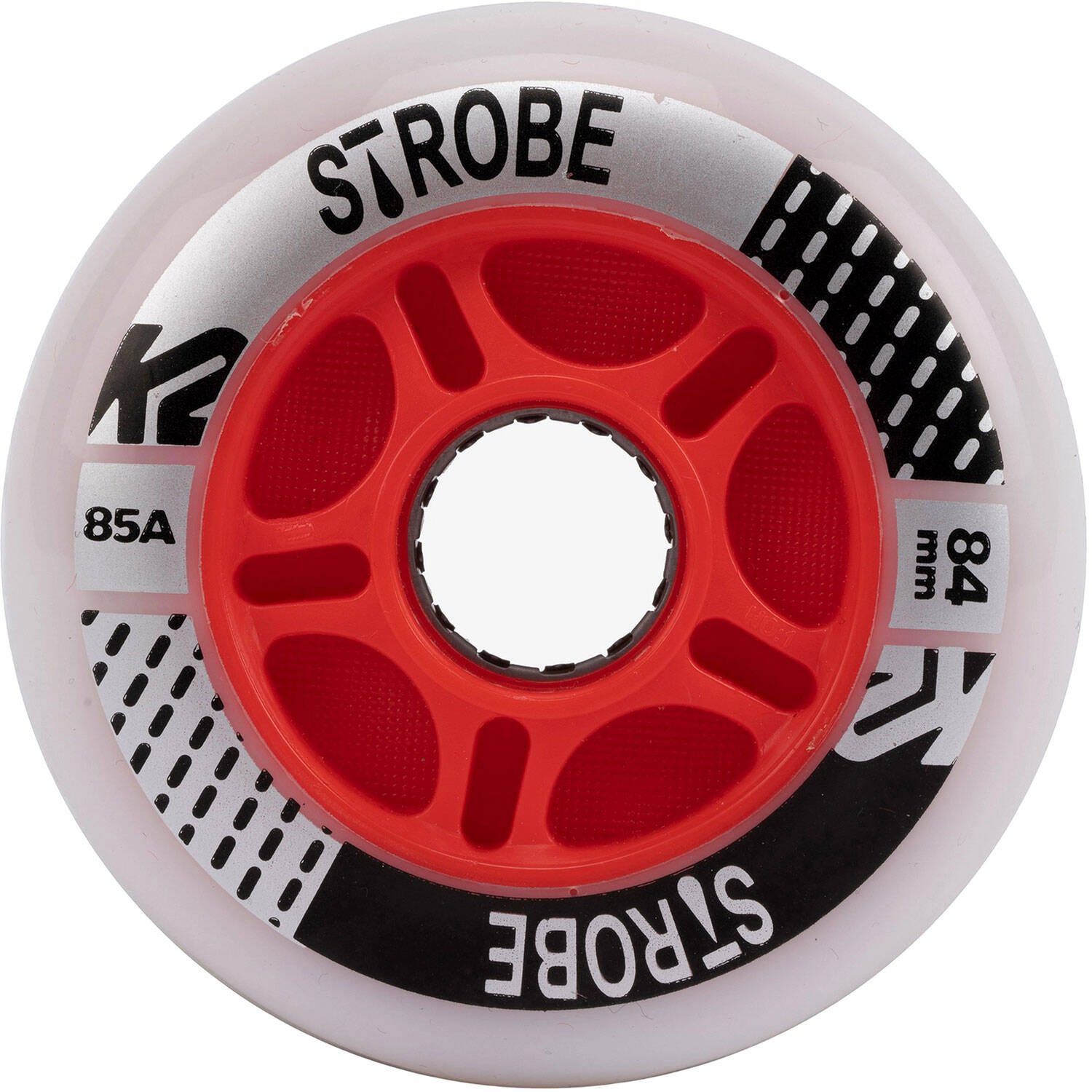 K2 Strobe 85a Inline Skate Wheels White/Red (2 Pack) - 84mm