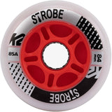 K2 Strobe 85a Inline Skate Wheels White/Red (2 Pack) - 84mm